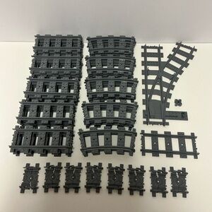 LEGO Dark Gray Train Track Assortment - 50 Pieces